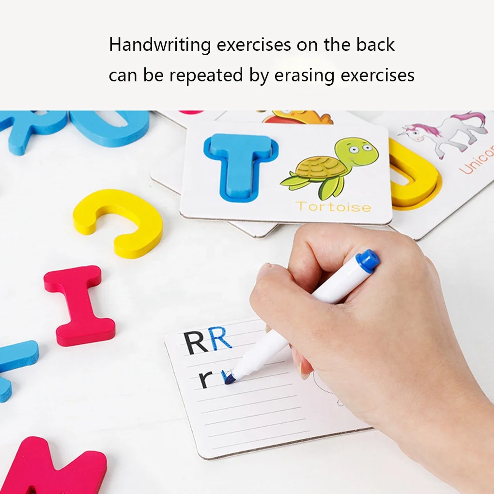 Kids Alphabet Letter Learning Cards Set 26 English Letters Spelling Card Baby Preschool Early Word Cognitive Toys