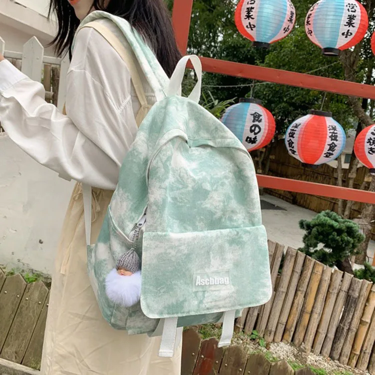 Ins Schoolbag Female Korean Junior High School Backpack Tie Dye Customize Gradient