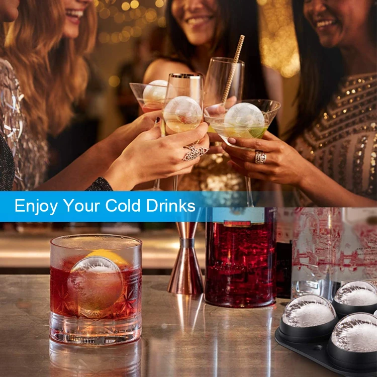 Portable Round Shape Ice Maker Hold 6 Cavities Silicone Ice Cube and Ball Tray with Lid