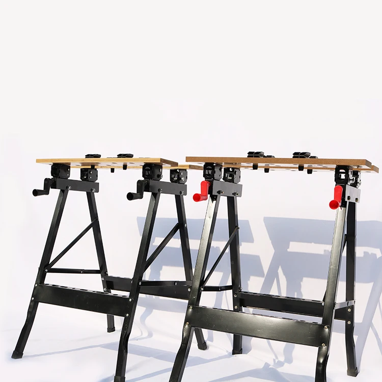Multifunction Adjustable height Easy foldable sawhorse Workbench for Indoor Outdoor