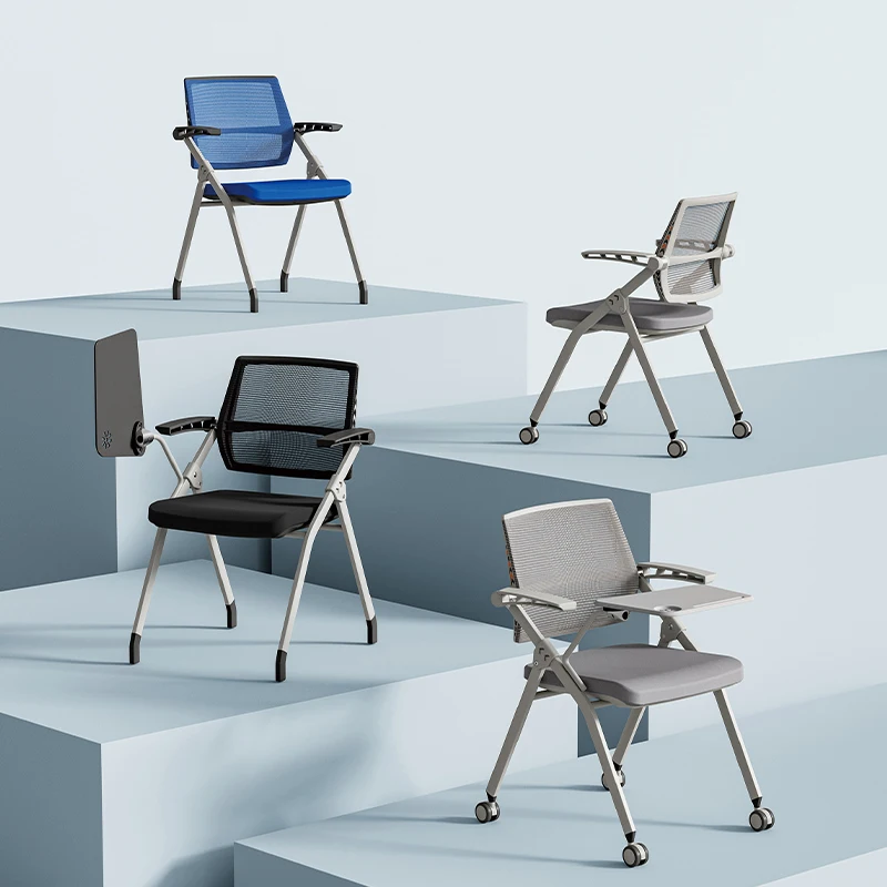 Factory Supply Custom Color Adjustable Arm Collapsible Conference Room Student Chair Folding Training Chair With Writing Board
