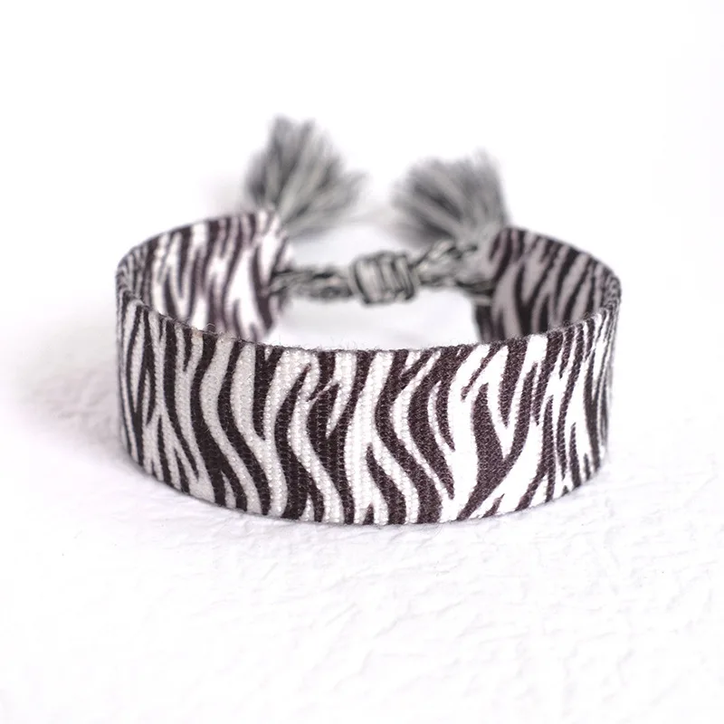 European and American fashion leopard print zebra print wrist woven adjustable bracelet