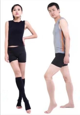 3 Levels Knee High Open Toe Men Women Varicose Vein Socks Compression Stockings