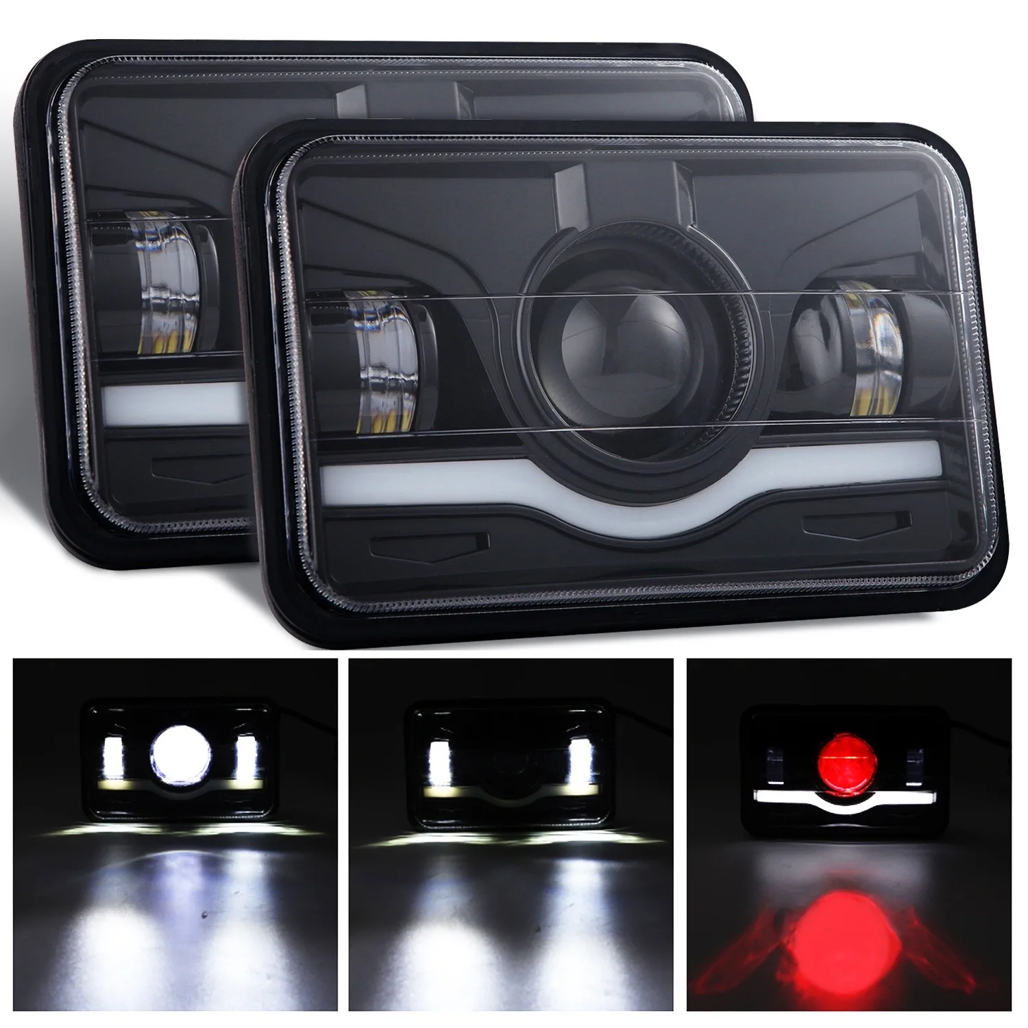 4x6 inch led truck headlamp for jeep wrangler accessories headlights for kenworth for Peterbilt 379