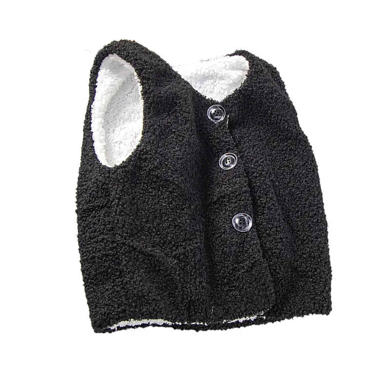 
Kids boys girls vest winter lamb wool velvet V-neck solid color baby sleeveless warm cloth thickening baby vest L56 
