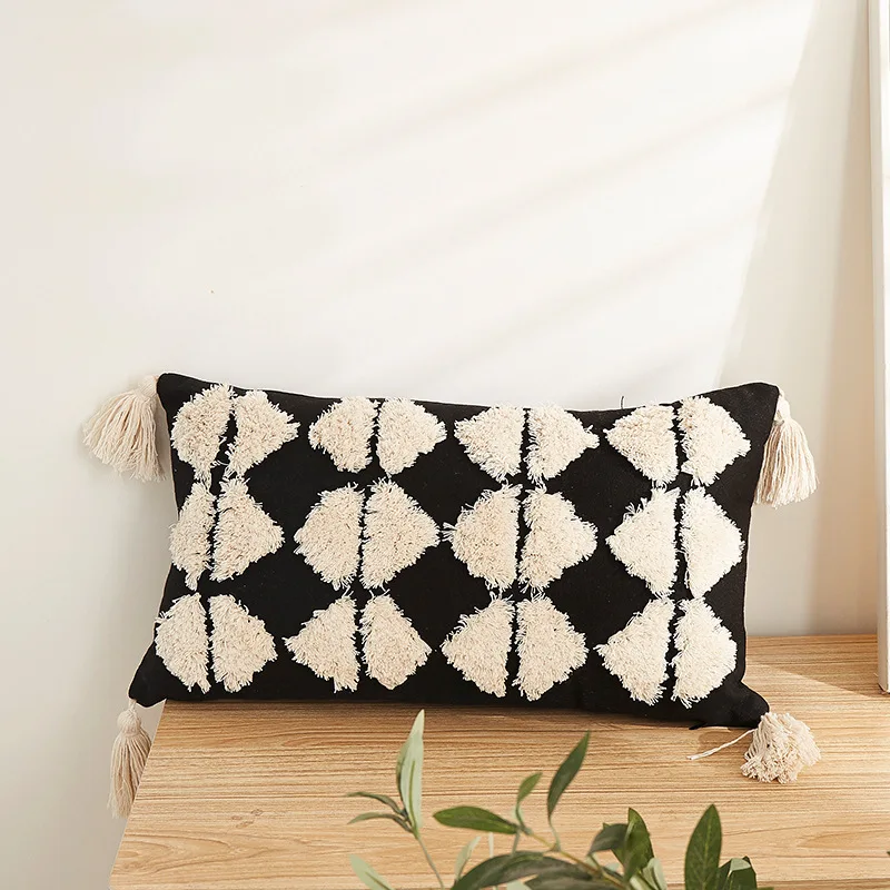 Innermor Tufted Boho Pillows Home Decorative Pillowcase Cotton Geometric Cushions Handmade Pillow cover