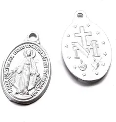 60pcs Our Lady Miraculous Medal Floral Rosary Centerpiece Cross Jesus Virgin Mary Catholic Alloy Crucifix Charms12mmx20mm
