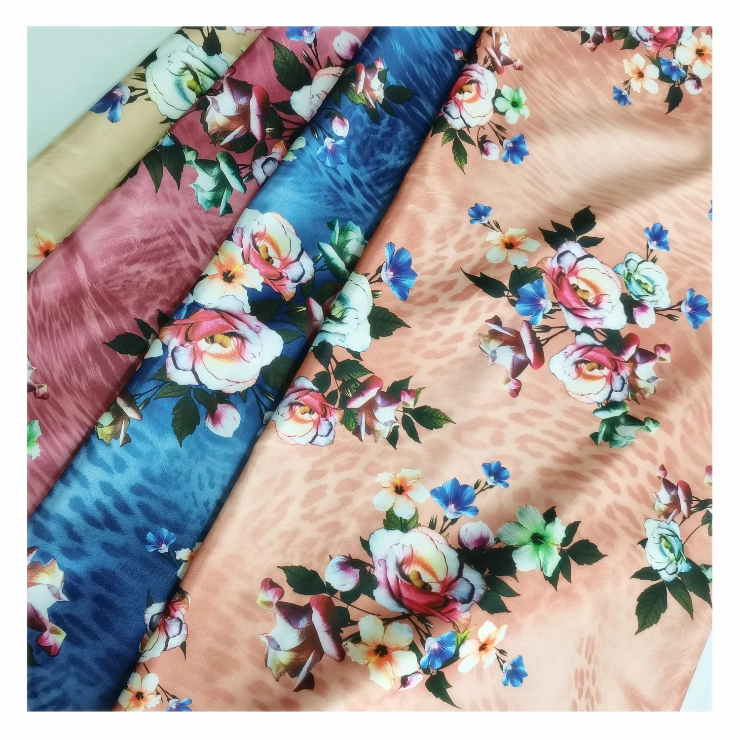 Print Polyester Spandex Satin Fabric Woven Customized Floral Digital Satin Tela Printed Fabric For Dress