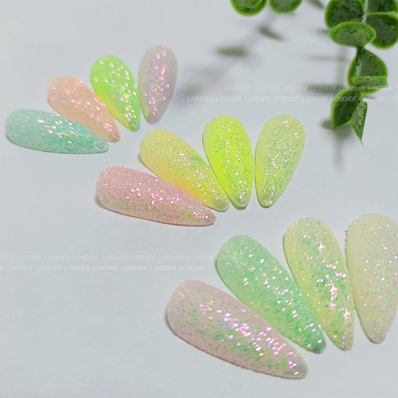 Popular Pastel Color Nail Glitter Powder 12 Colors Bulk Nail Art Pigment