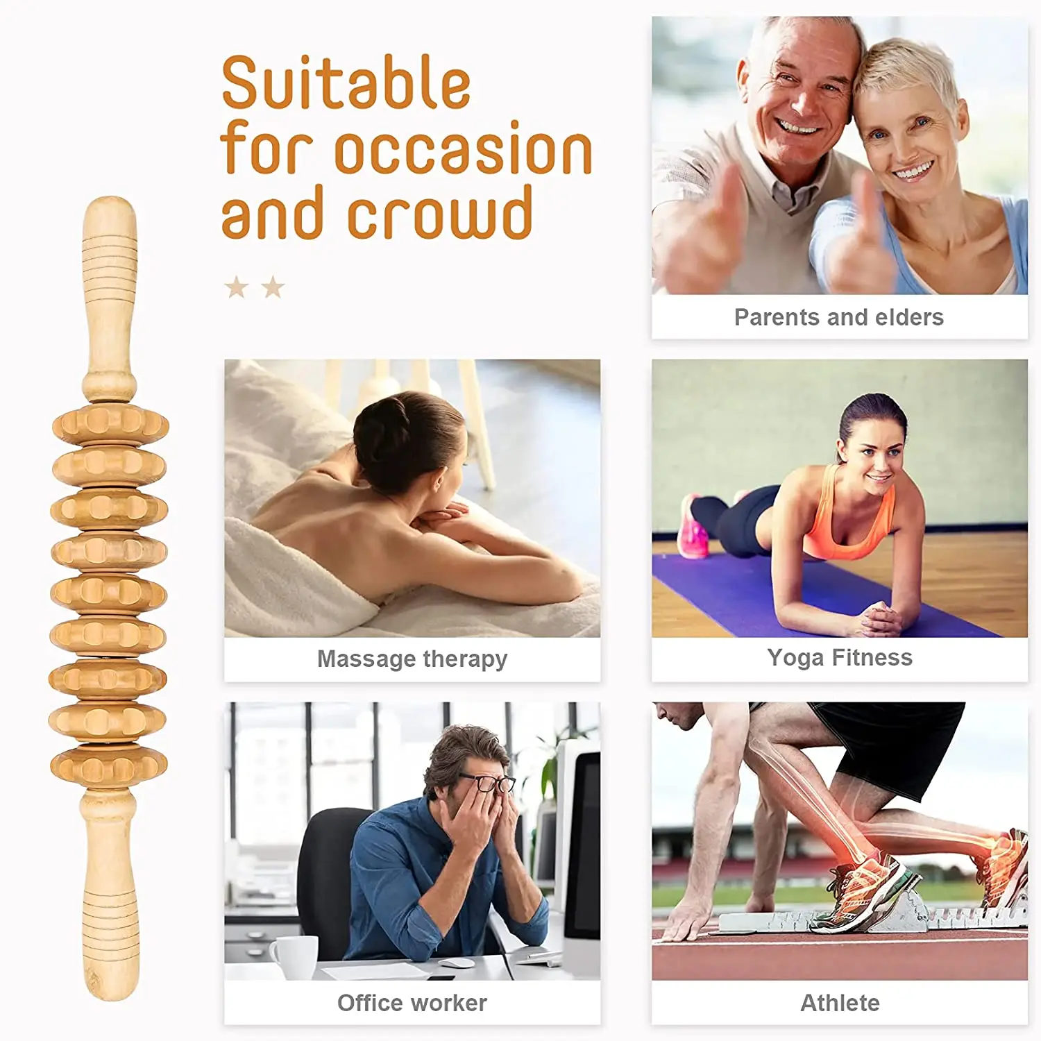 Anti Cellulite Massage Waist Thigh Roller Tool Wooden Massager Maderotherapy Wooden Massager Handheld Roller