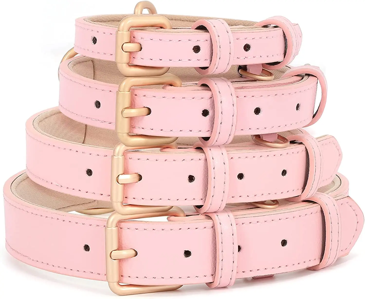 NIBAO Adjustable Soft Breathable Leather Padded Puppy Collar with Alloy Buckle Heavy Duty Waterproof Classic Dog Pet Collar