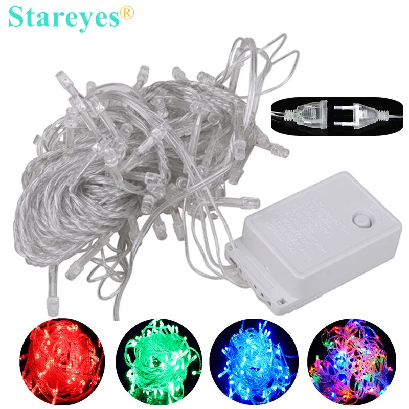 
 Бесплатная доставка, 100 шт., разноцветная светодиодная гирлянда 100, Светодиодная лента 10 м 220 В/110 В, декоративная цветная гирлянда для рождества, вечеринки, свадьбы  