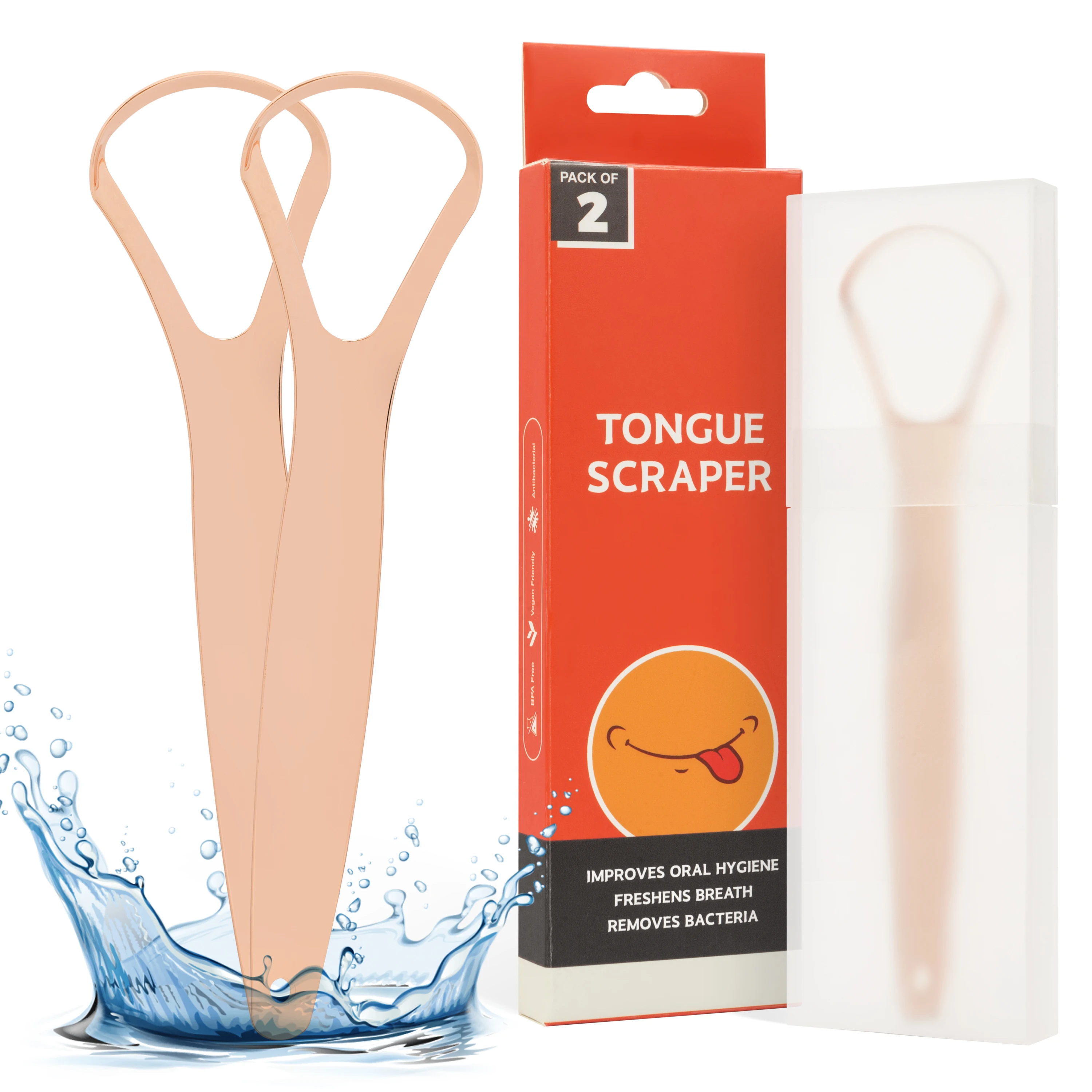 Oral Hygiene Tongue Cleaning Stainless Steel Tongue Cleaner For Fresher Breath Copper Tongue Scraper