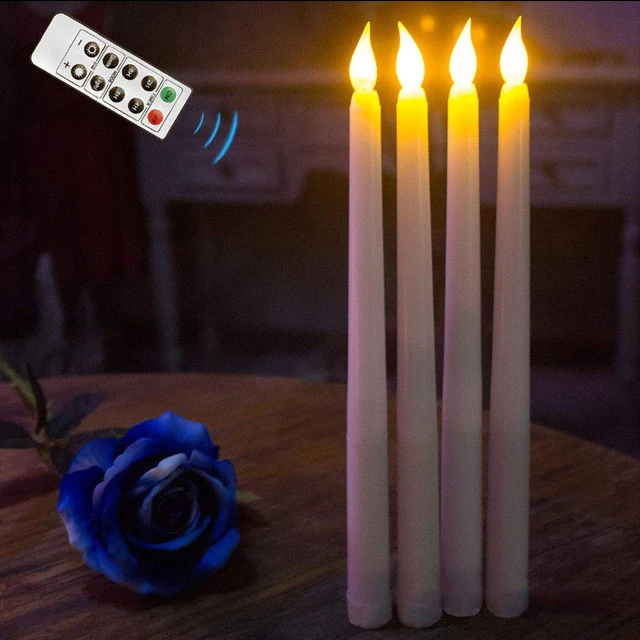 Electric Wickless Pillar Battery Operated Candles with Flickering Flame Timer