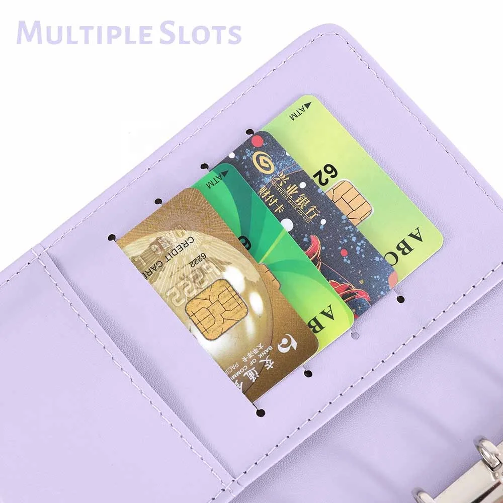 Custom Logo Available A7 Crocodile Mini Ring Cash Binder Leather Document Folder with Cash Stuffing Envelopes Budget Friendly