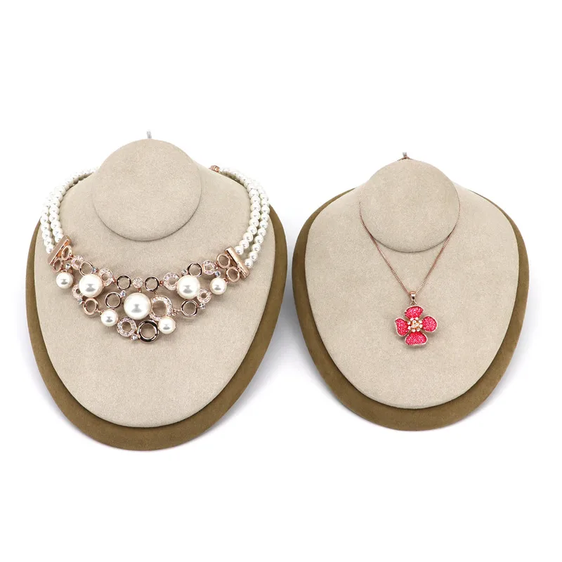 Factory Custom leather necklace display stand wooden jewelry mannequin display