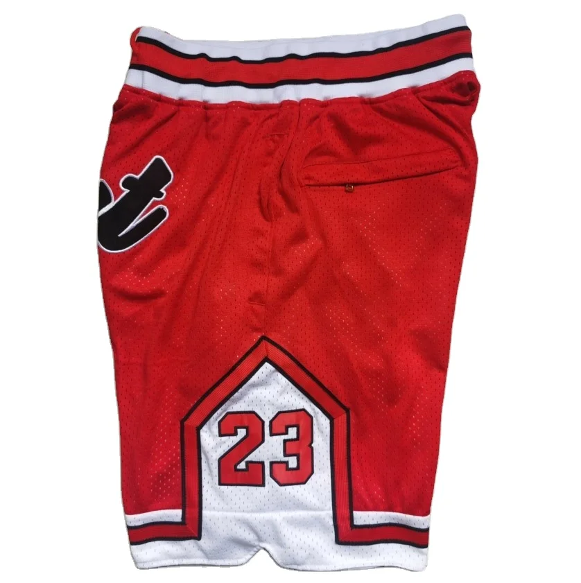 Hot Michael #23 Goat Red Best Quality Embroidered Basketball Pocket Shorts