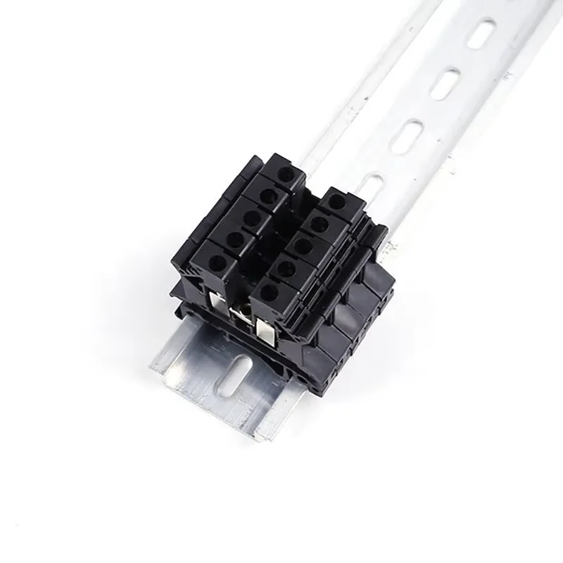 UK 2.5B Black Universal Installation Panel Mounted Feed Through Screw Cage Connector DIN Rail Screw Electric Terminal Block