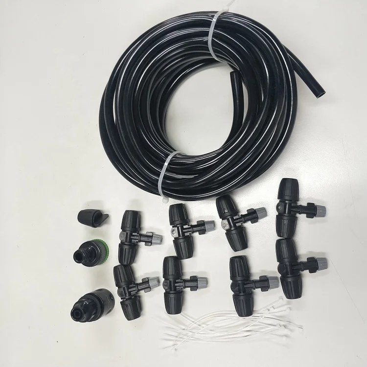 15M Water Misting System Garden DIY Mist Kits with 8 nozzles  for Greenhouses