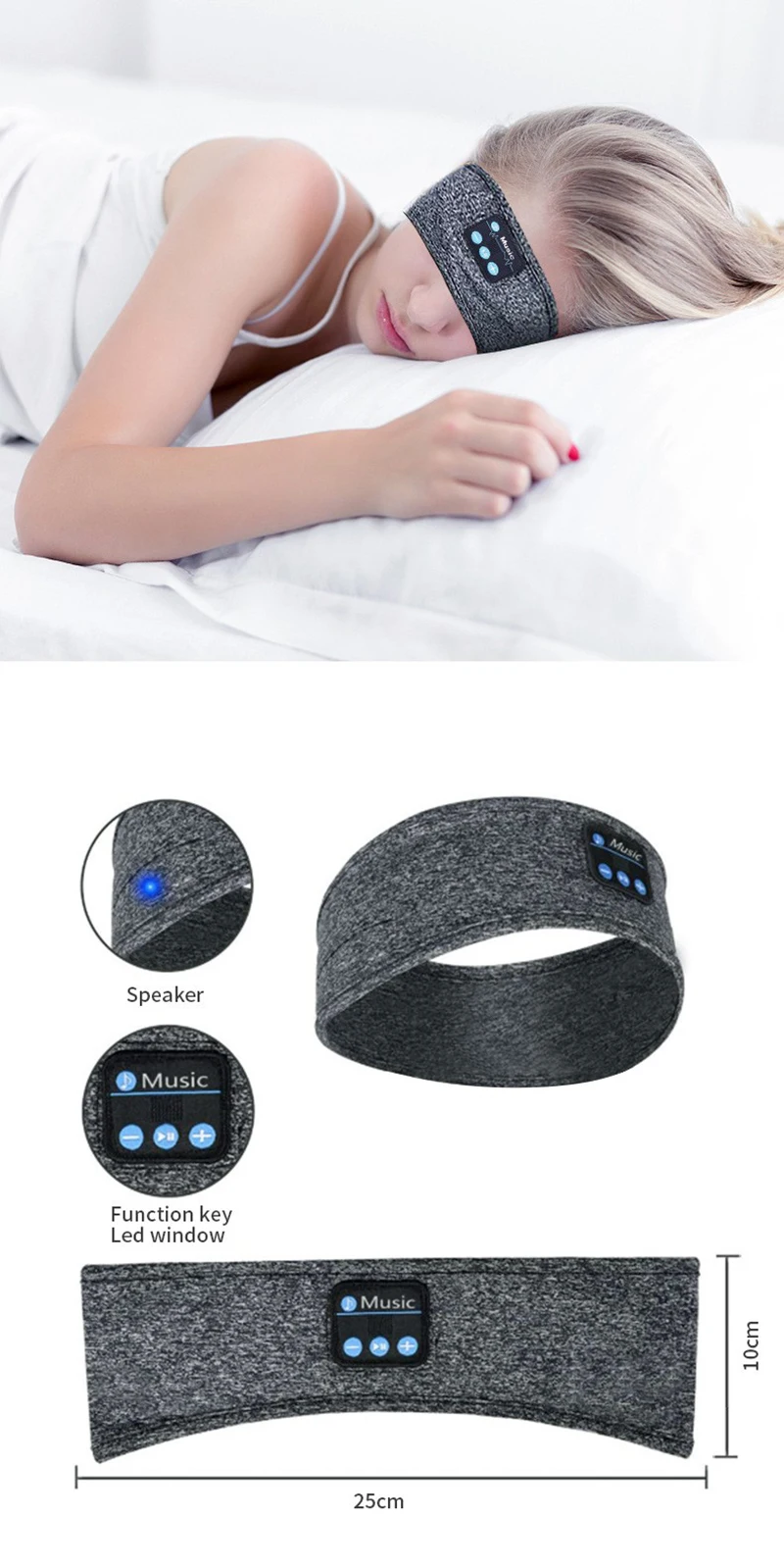 Наушники стерео музыка Спорт беспроводной BT Sleep оголовье