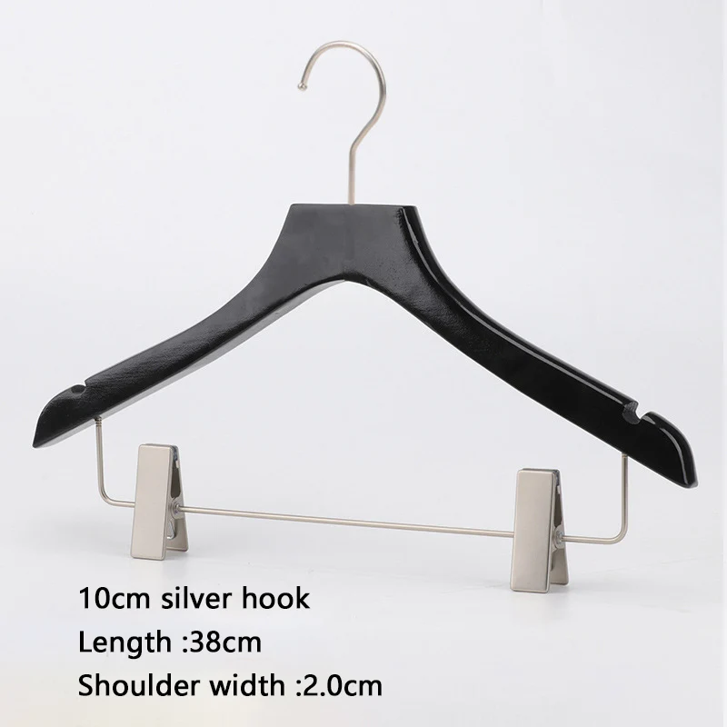 Custom Logo Skirt Trouser Pants Solid Wood Clothes Hanger Gold and Black Wooden Hangers with Clip