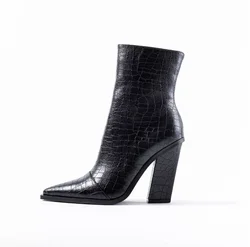 Customizing china manufacturer wholesale block heel patent leather women ankle  boots