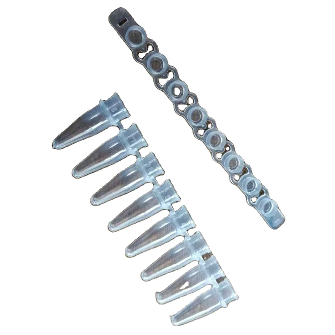 0.2ml 0.1ml PP Conical Bottom 8-strip PCR Centrifuge Tubes for test use lab consumables 0.2ml pcr test tube 0.2ml 8-strip tube