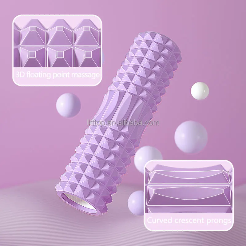 Lifttop Yoga Column Roller Fitness Purple Blue Muscle EVA Hollow Yoga Massage High Density Round Foam Roller Set With Stick Ball