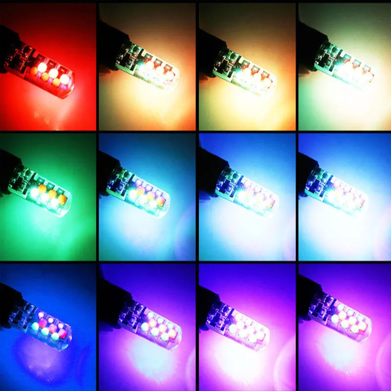 New Arrival T10 RGB 5050 6SMD Silicone With Remote Controller Dome Clearance Width Interior Light 12V
