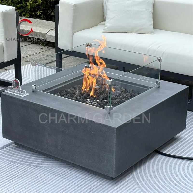 Hot Sale Black Coffee Table with Gas Fire Pit Direct Factory Price Stylish Patio Heater