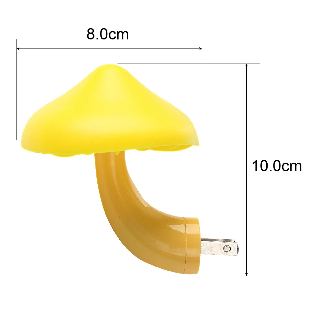 Led Night Light Mushroom Wall Socket Lamp Warm White Light-control Sensor Bedroom Light Home Decoration
