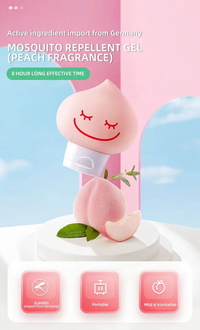2022 Best Seller 15% Icaridin indoor and outdoor peach fragrance anti mosquitoes gel for repellent mosquito