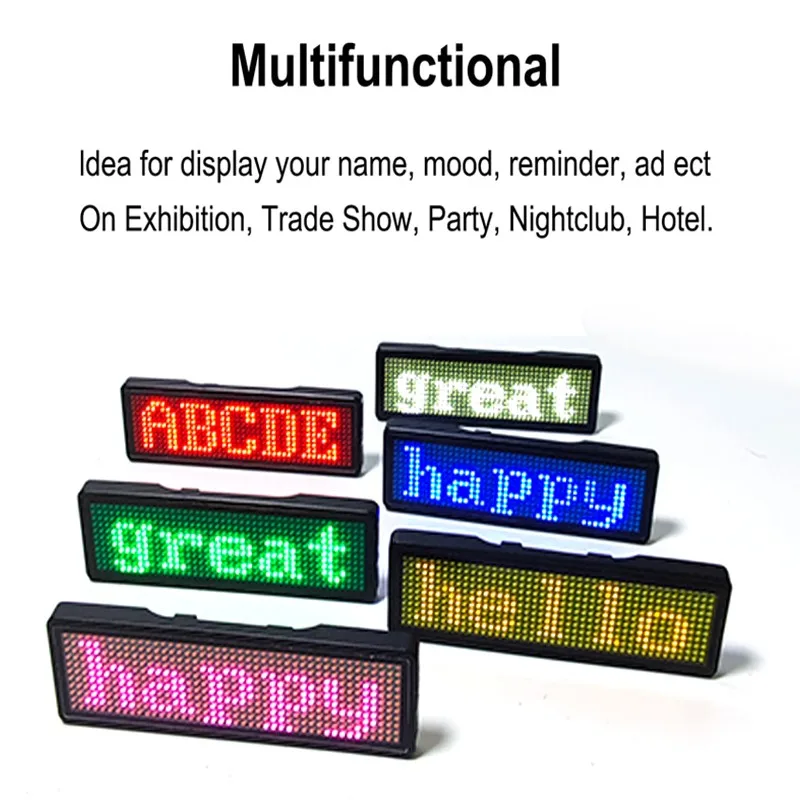 Flexible Programmable Scrolling led screen badge LED Module digital worker id name badge
