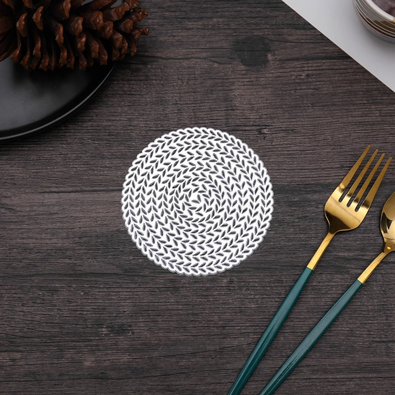 OEM Factory Custom Design Logo Snowflake Hollow PVC Bronzing Coaster Table Mat PVC Coaster