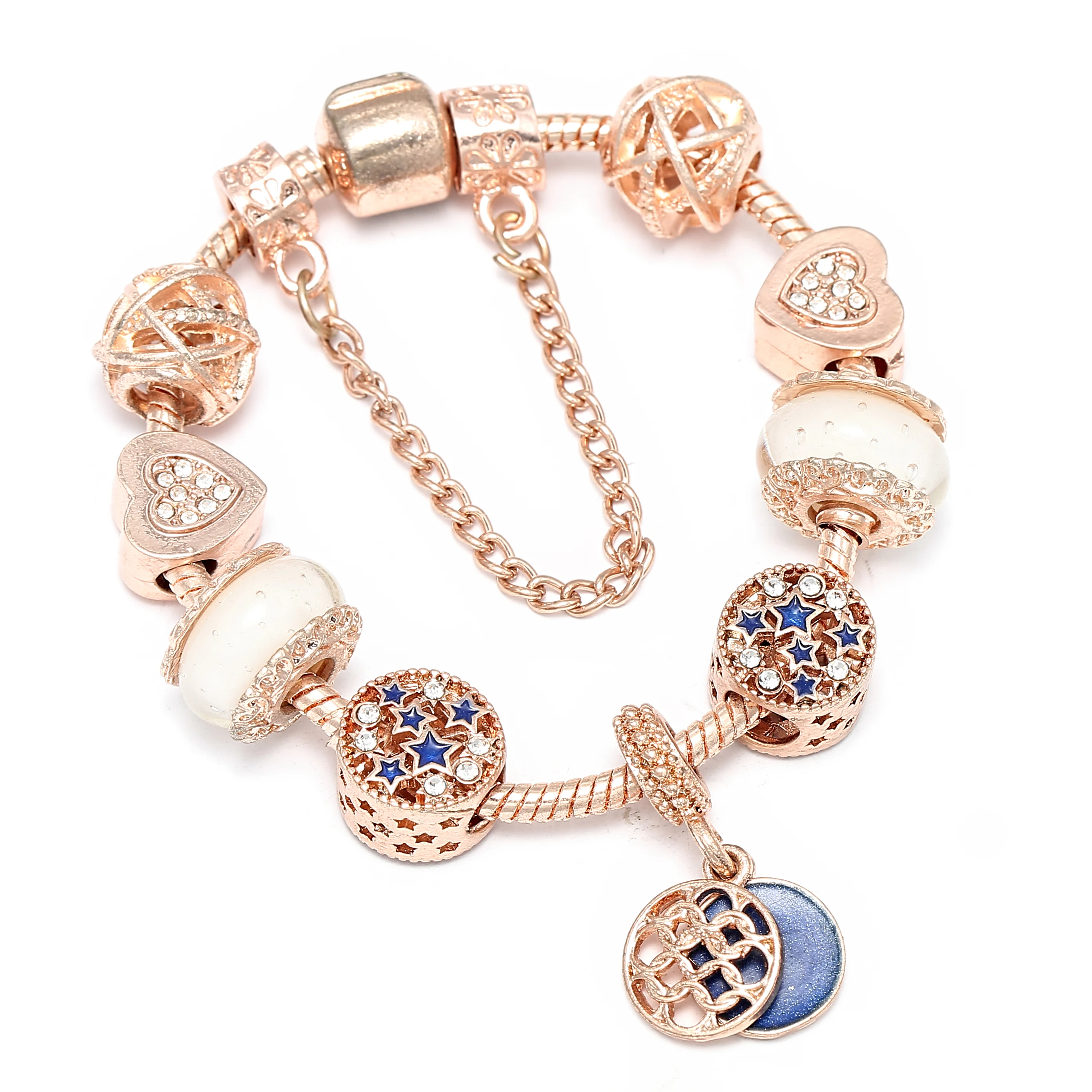 2021 New Arrival Crystal Rhinestone Large Hole Beads Flower Pendant Bracelet Clear Crystal Beads Heart Tower DIY Charm Bracelet