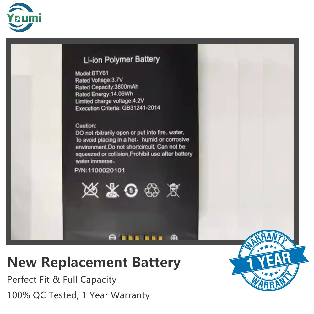 Replacement BTY61 3.7V 3700mAh Battery for Newland NLS-MT66 NLS-MT60 MT60E MT60H MT6550 MT6550 Pro battery
