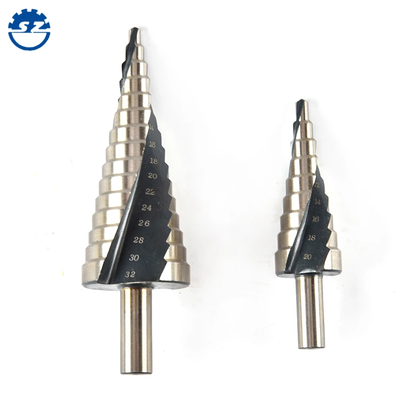 
4-12mm/4-20mm/4-32mm hss titanium coated step drill bit drilling tools 