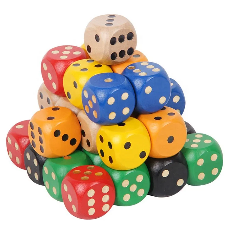custom Color Point Wood Dice 3cm 4cm Entertainment Party Family Game Kid Toys 6 side 30mm wooden dice game