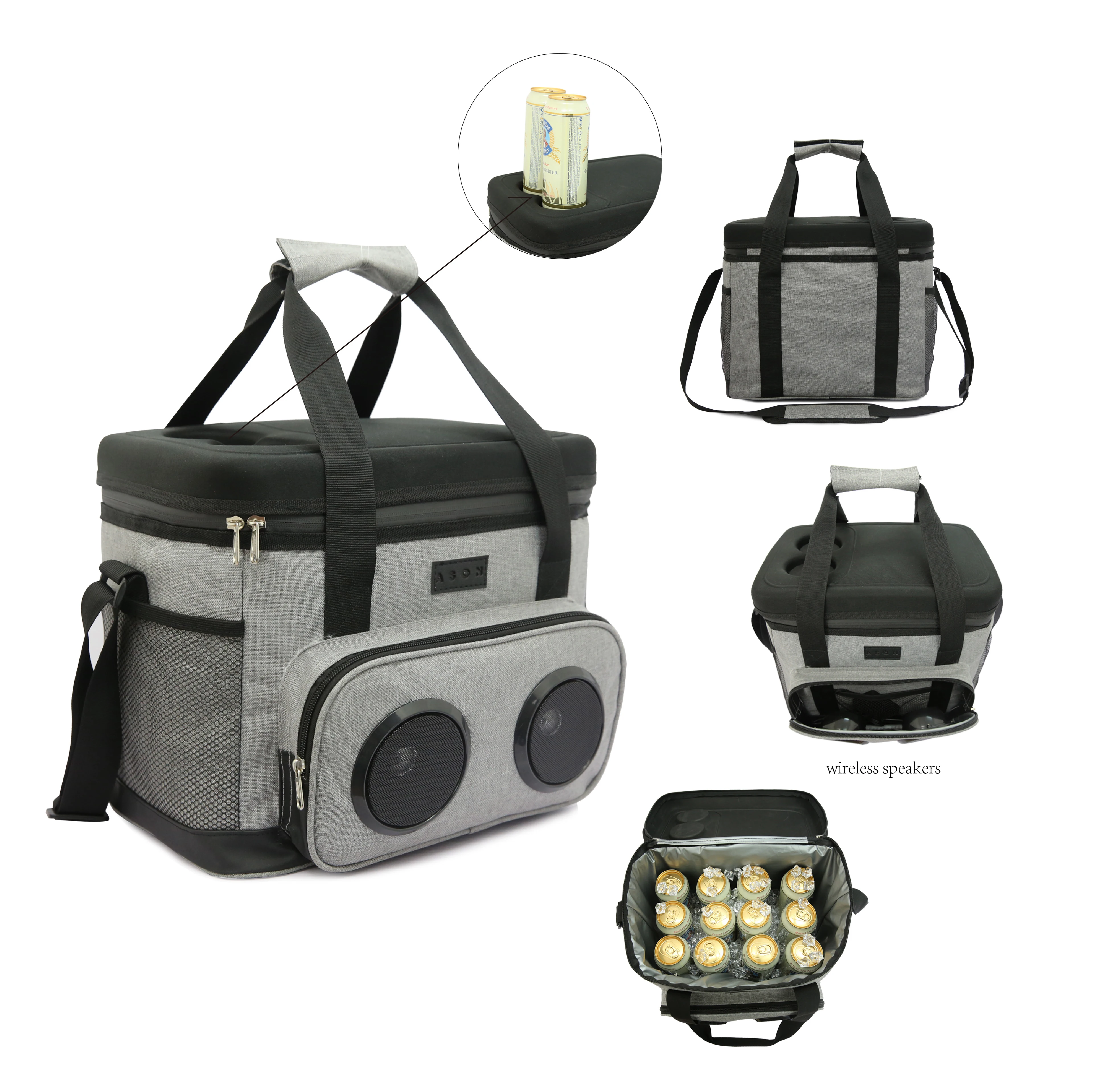 Hard EVA Shell Portable  Wireless Outdoor Insulated cooler Bag with BT Speaker