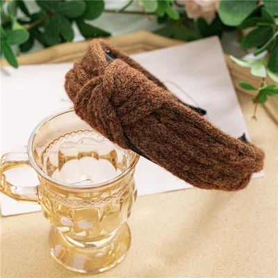 2021 YiWu wholesale  hair accessories women Korea fashion hair accessory for girl party bow wide cross knot woolen yarn headband