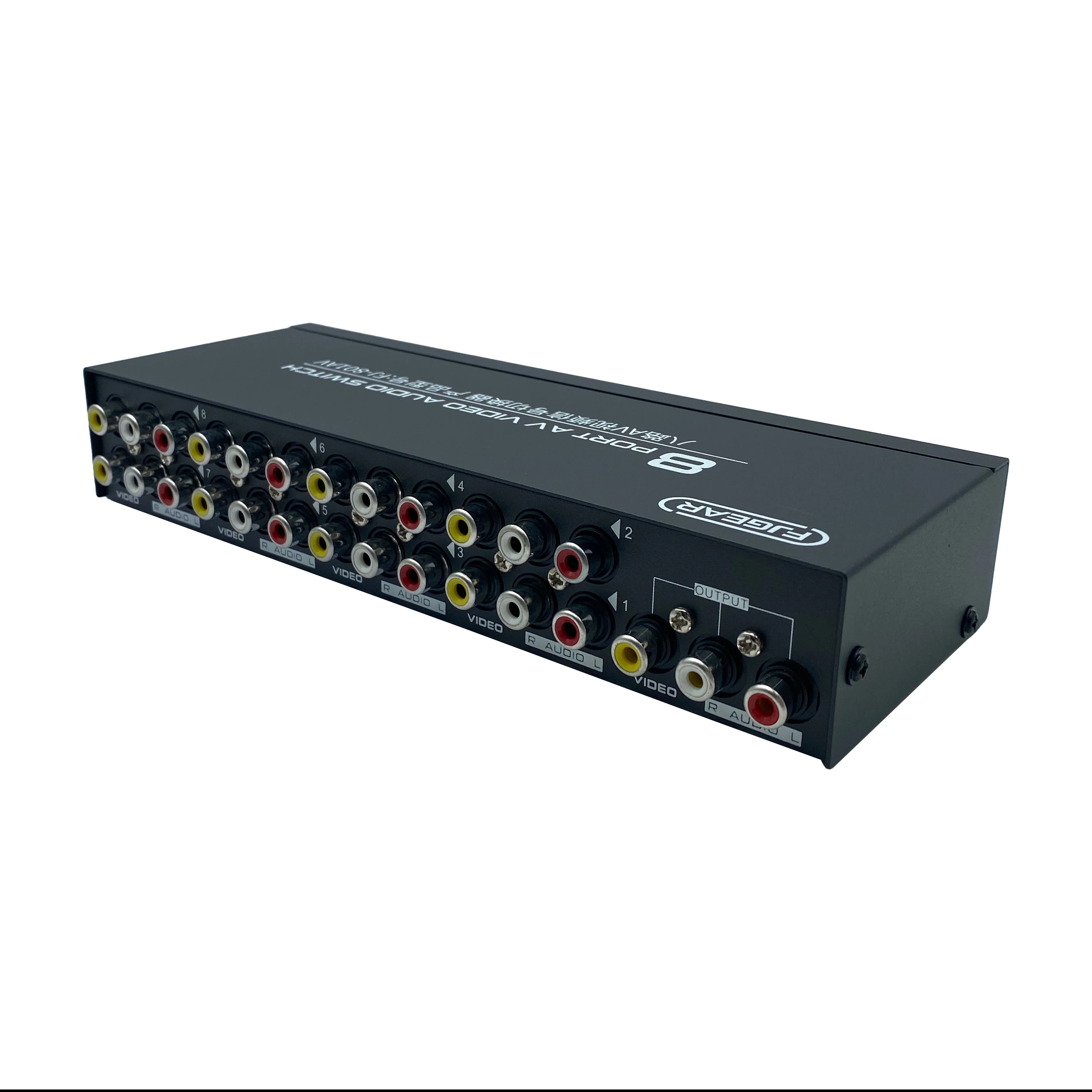 FJ-801AV FJGEAR Bandwidth 250MHz 8 Port 8 in 1 out video audio switch with metal shell manual AV Audio Video Switch