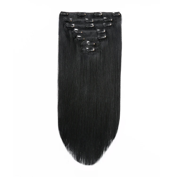 natural clip in cambodian human hair extensions, private label 100% virgin human hair clip in extensions for black women