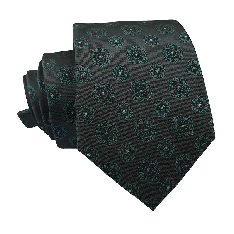 Mens Luxury Silk Geometric Neckties Custom Pattern Medallion Jacquard Woven Floral Ties