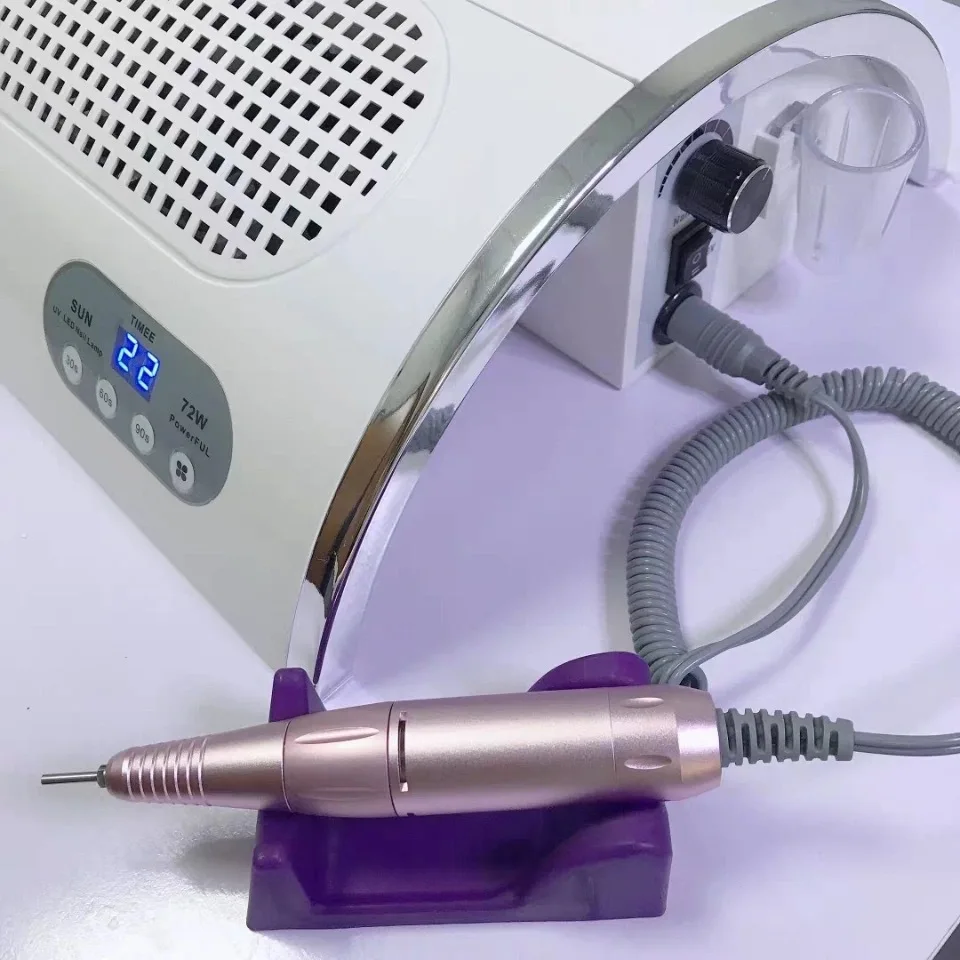 5 in 1 Professional 30000rpm Electric Nail Drill Machine UV LED Lamp For Gel Polish Dust Collector Desk Dryer For Salon & Home