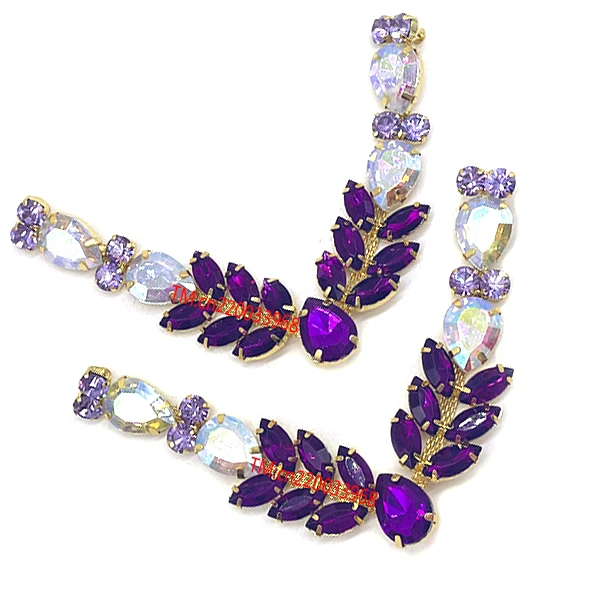 Wholesale Summer Beach Party decoration Colorful Acrylic Crystal Rhinestone V shape flip flop Shoe Chain buckles For women shoe