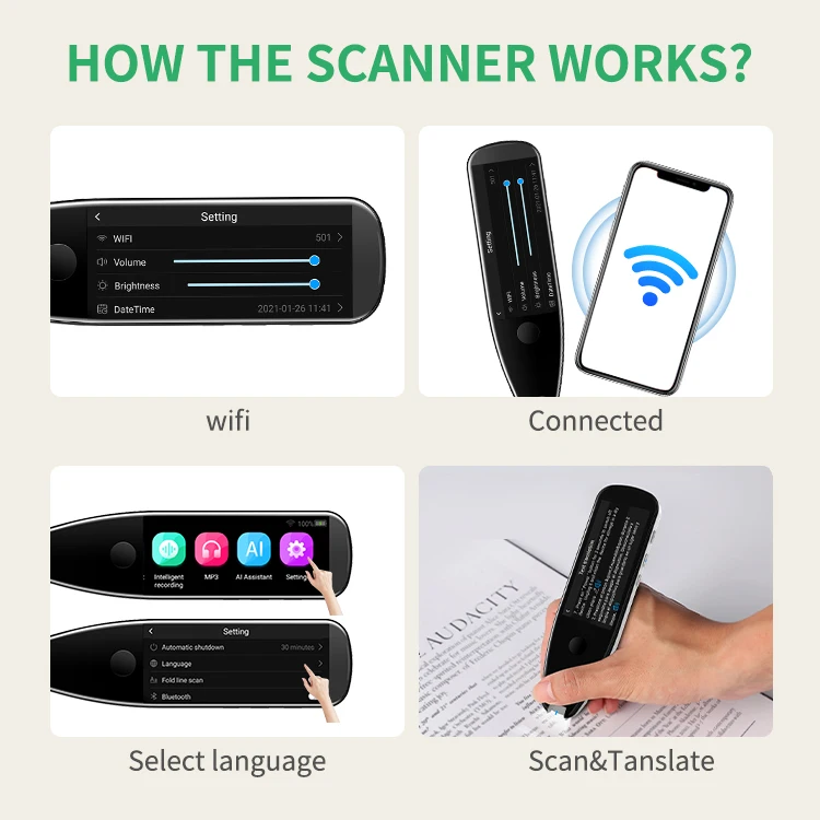 Languages Scan AI Scanner Translator Accurate Pen Mobile Portable Translator With 112 Language Learning Translator Device