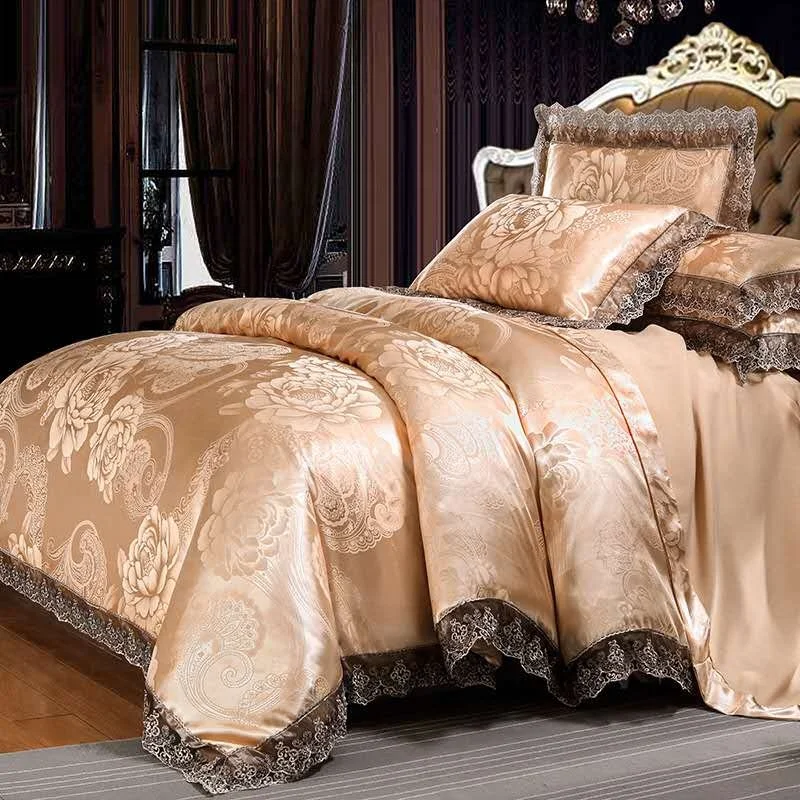 Eco Friendly Custom Washable Royal Satin Jacquard Cotton Bedding Sets Luxury For Home