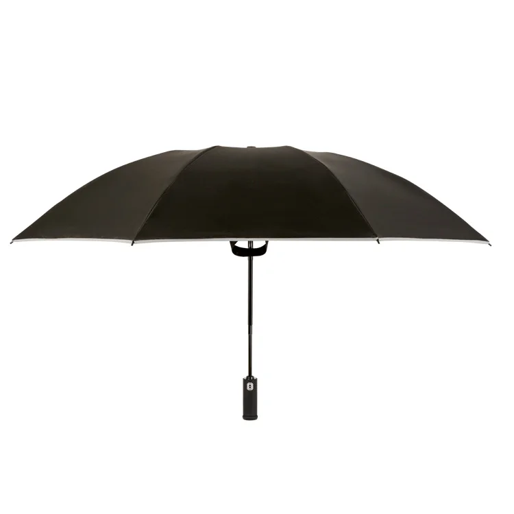 Flashlight rotatable handle fold umbrella reflective edge safe  umbrella