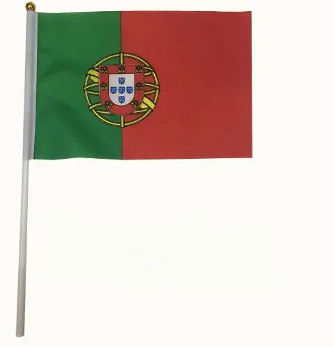 
 Высококачественные 68D полиэфирные складские 10*15 см португальские ручные флаги с пластиковым шестом 30 см  