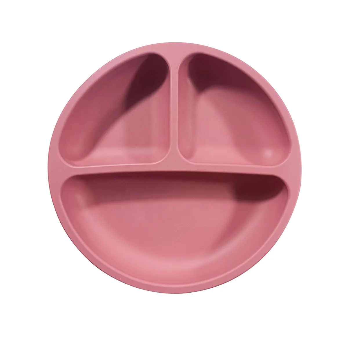 Food Grade Silicone Round Divided Plate Non-slip Unbreakable Feeding Suction Plate Silicone Baby Dish for Toddler Children